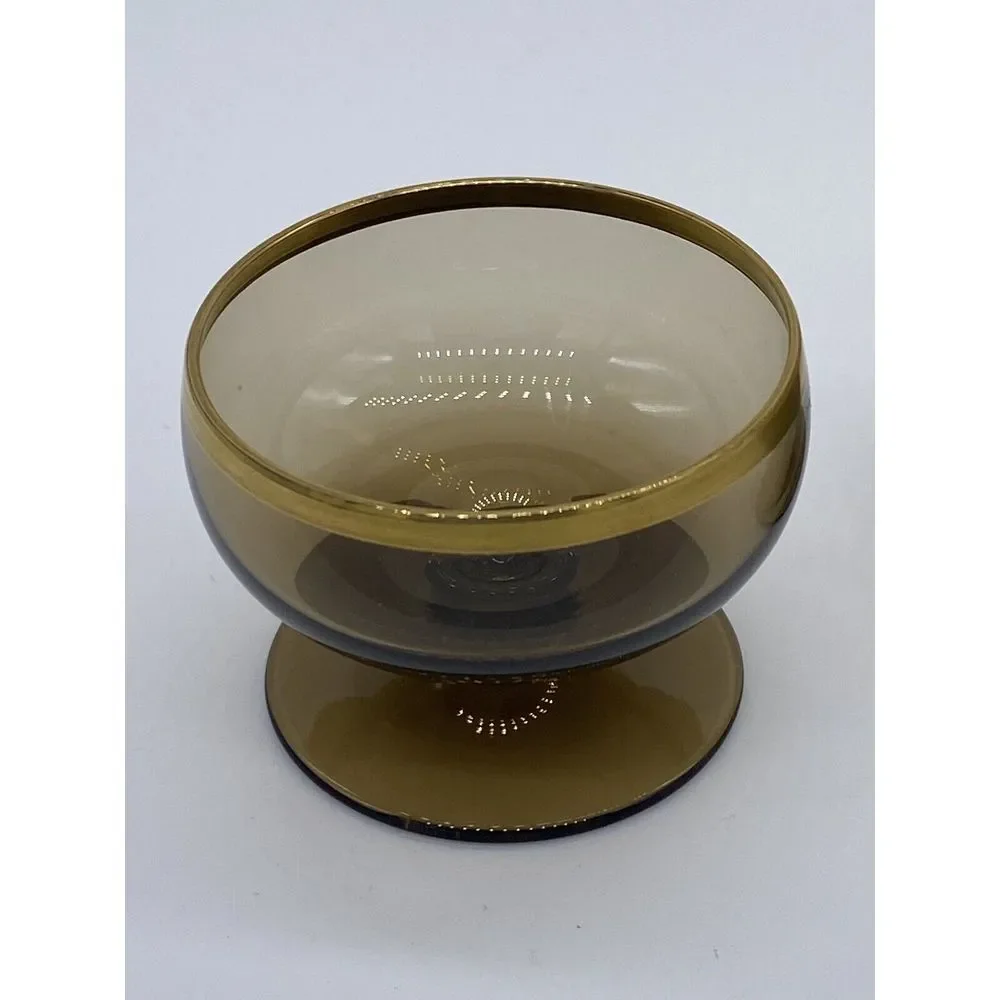 Vintage Amber and Gold Cognac Shot Glass - Set of 2‎